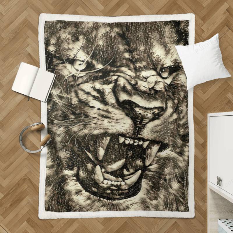 Roaring Lion Pop Art – Animals Sherpa Fleece Blanket