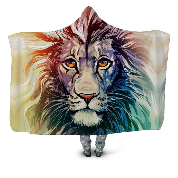 Animal Hooded Blankets – Animal Series Lion Icon Fleece Hooded Blanket