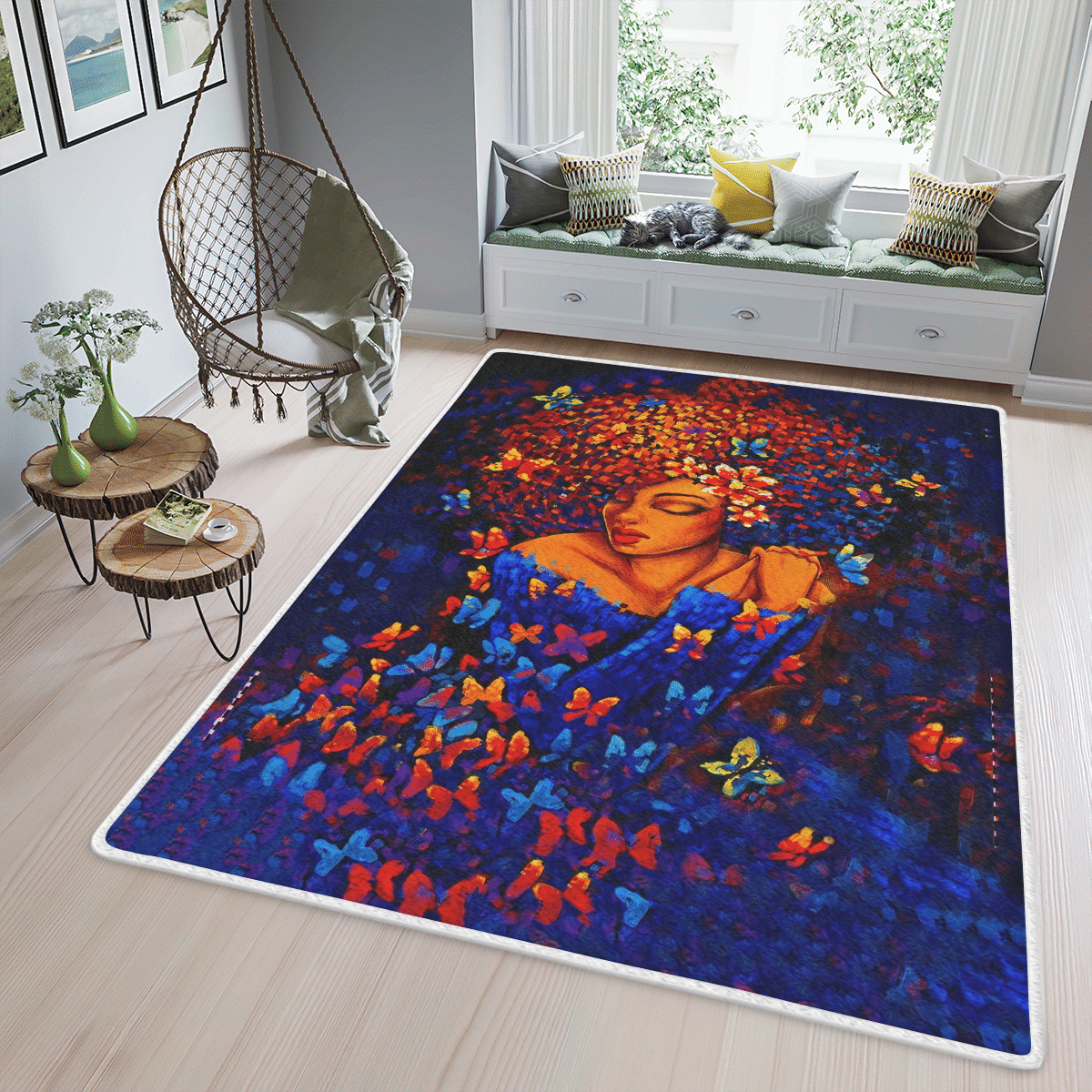 Wooni Black Girl Pride Magic Area Rug, Rectangle Rug Wn11032216