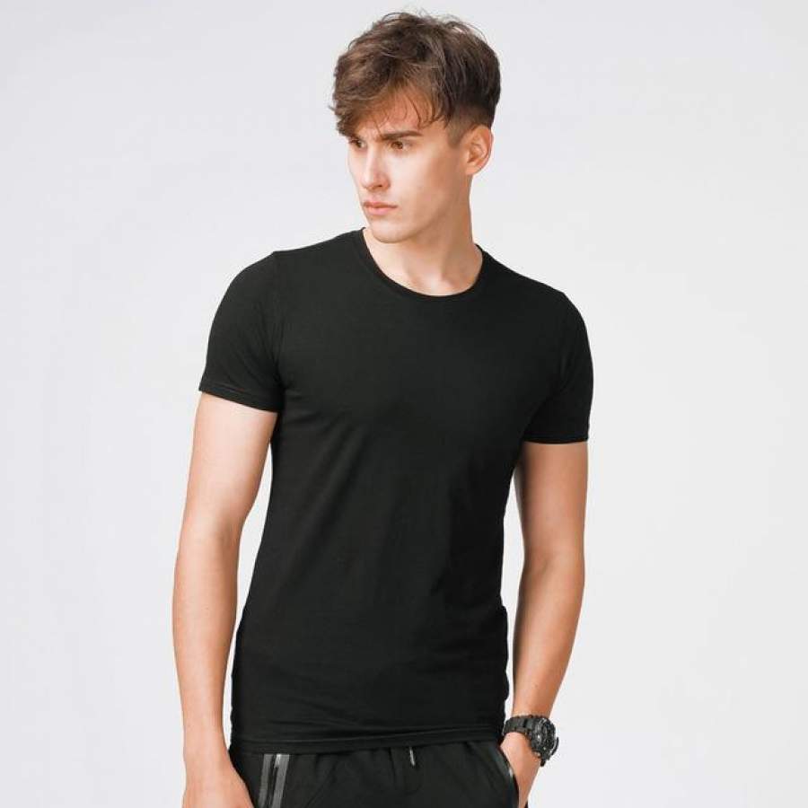Men Summer Tops White Joggers Slim Fit Short Sleeve Blank T Shirt Cotton Casual Men Clothes