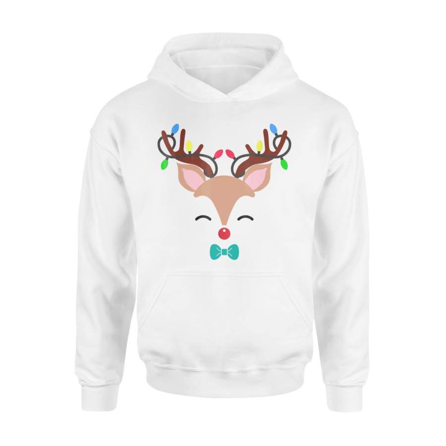 White Rudolph Red Nose Reindeer Tshirt Santa Christmas Shirt – Christmas Tshirt – Standard Hoodie