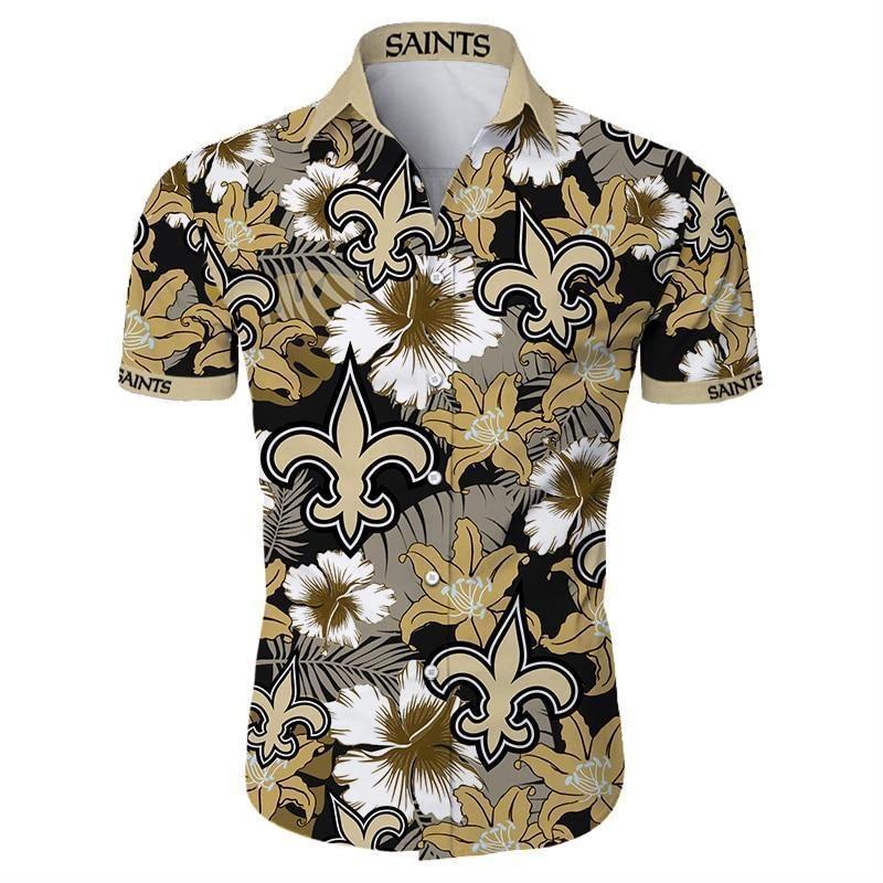 Beach Shirt New Orleans Saints Tropical Flower Hawaiian Shirt White Men Women Beach Wear Short Sleeve Hawaii Shirt