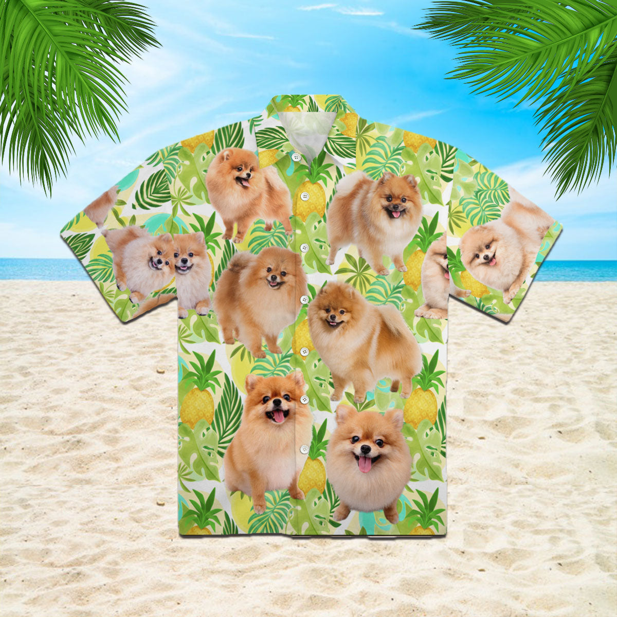 Oragontee Tropical Pineapple Pomeranian Dog Hawaiian Shirt | For Men & Women | Adult | Wt1346