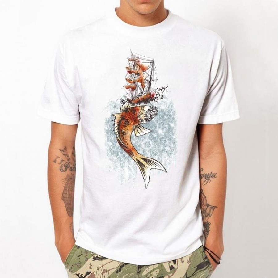 2017 Summer Men 3D T-Shirt Animal Fish Print Short Sleeve T Shirt Casual Tee Tops