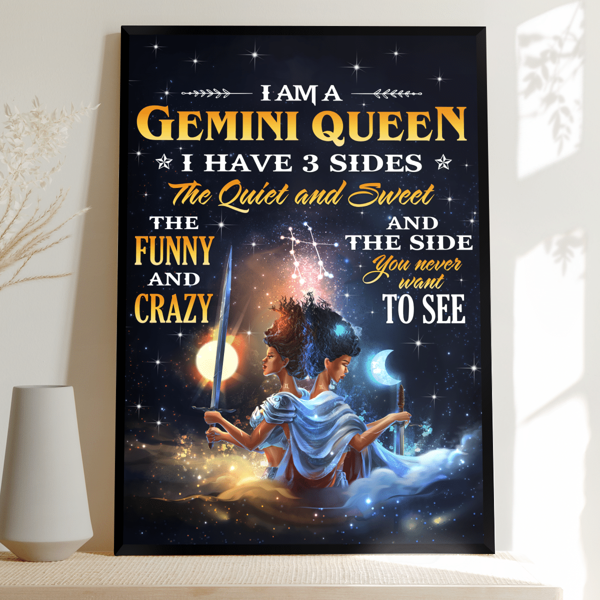 Zodiac Canvas Poster Birthday Gift For Black Girl Zodiac Canvas Poster I Am A Gemini Queen Canvas Poster