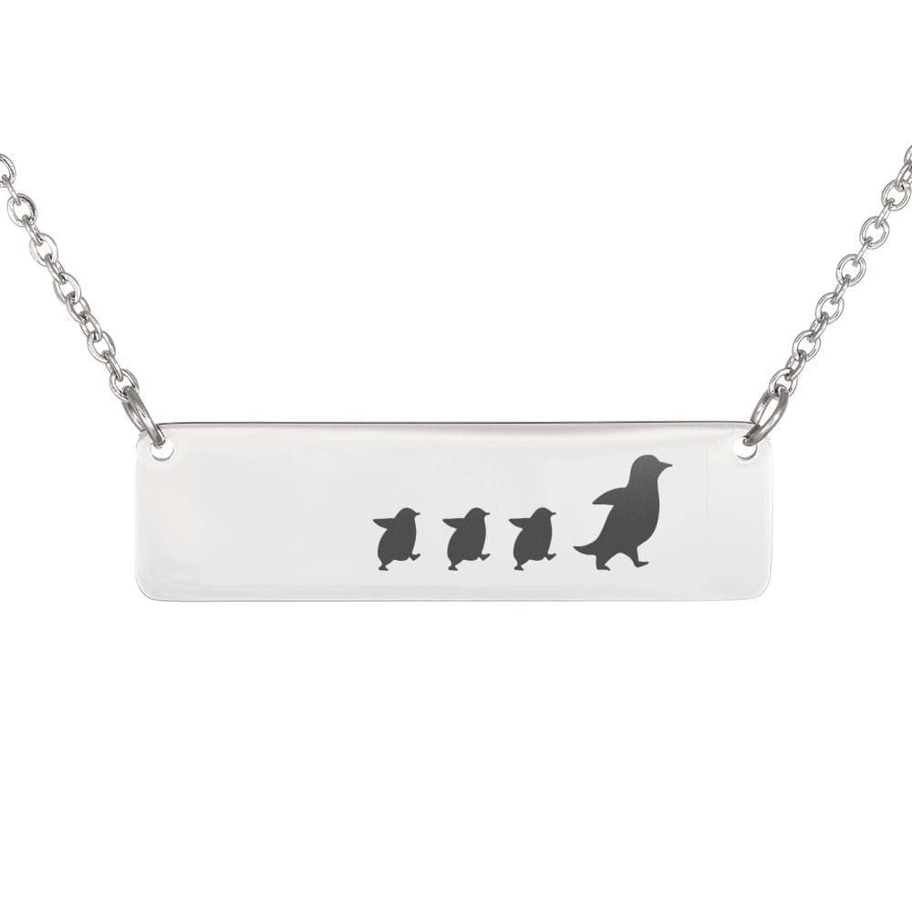 Mama Penguin & 3 Babies – Bar Necklace