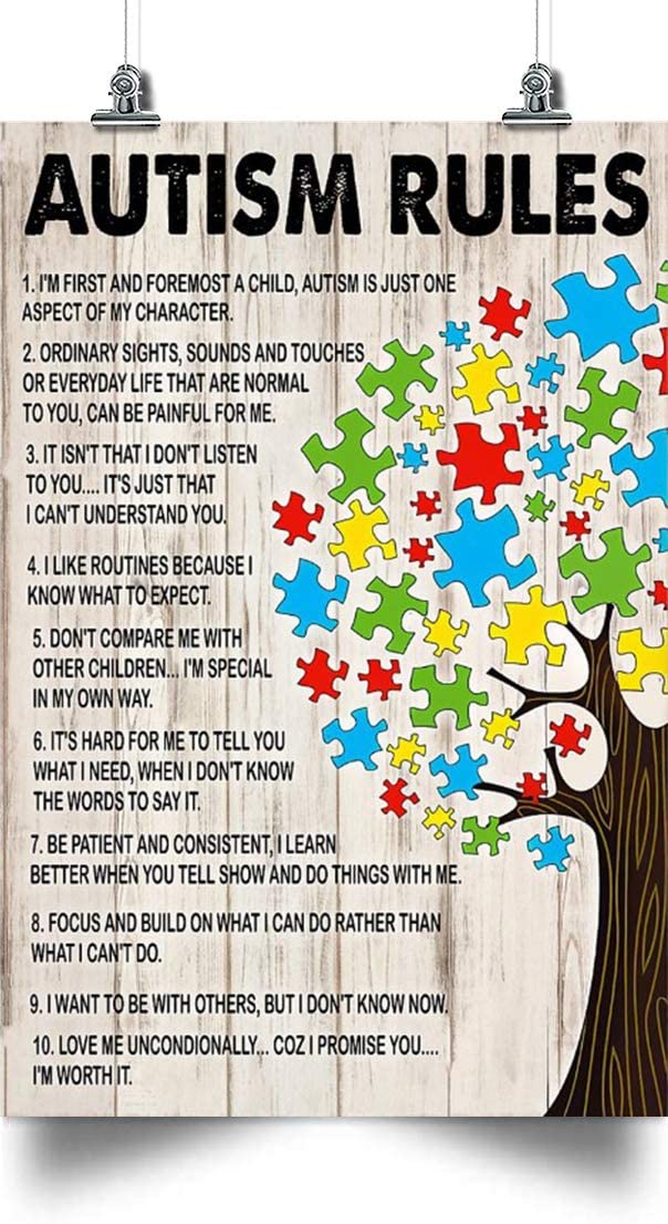 Vertical Poster – Autism Awareness, Autism Rules – Home Decoration Poster, Wall Poster, Home And Room Decoration, Gifts For Friends And Relatives, Souvenirs, …