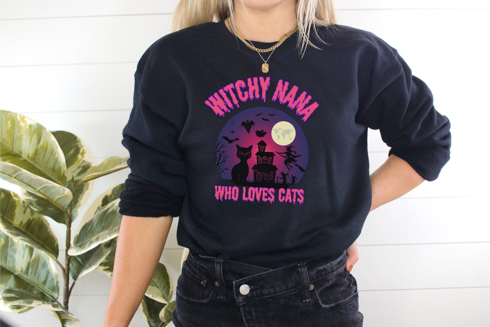 Witchy Sweatshirt Halloween 2D Crewneck Sweatshirt All Over Print Sweatshirt For Women Sweatshirt For Men Sws3809