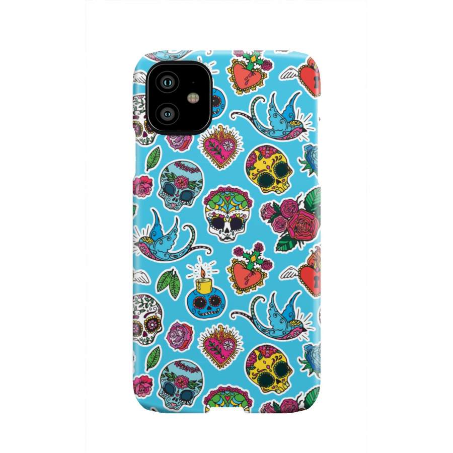 Blue Sugar Skull Phone Case
