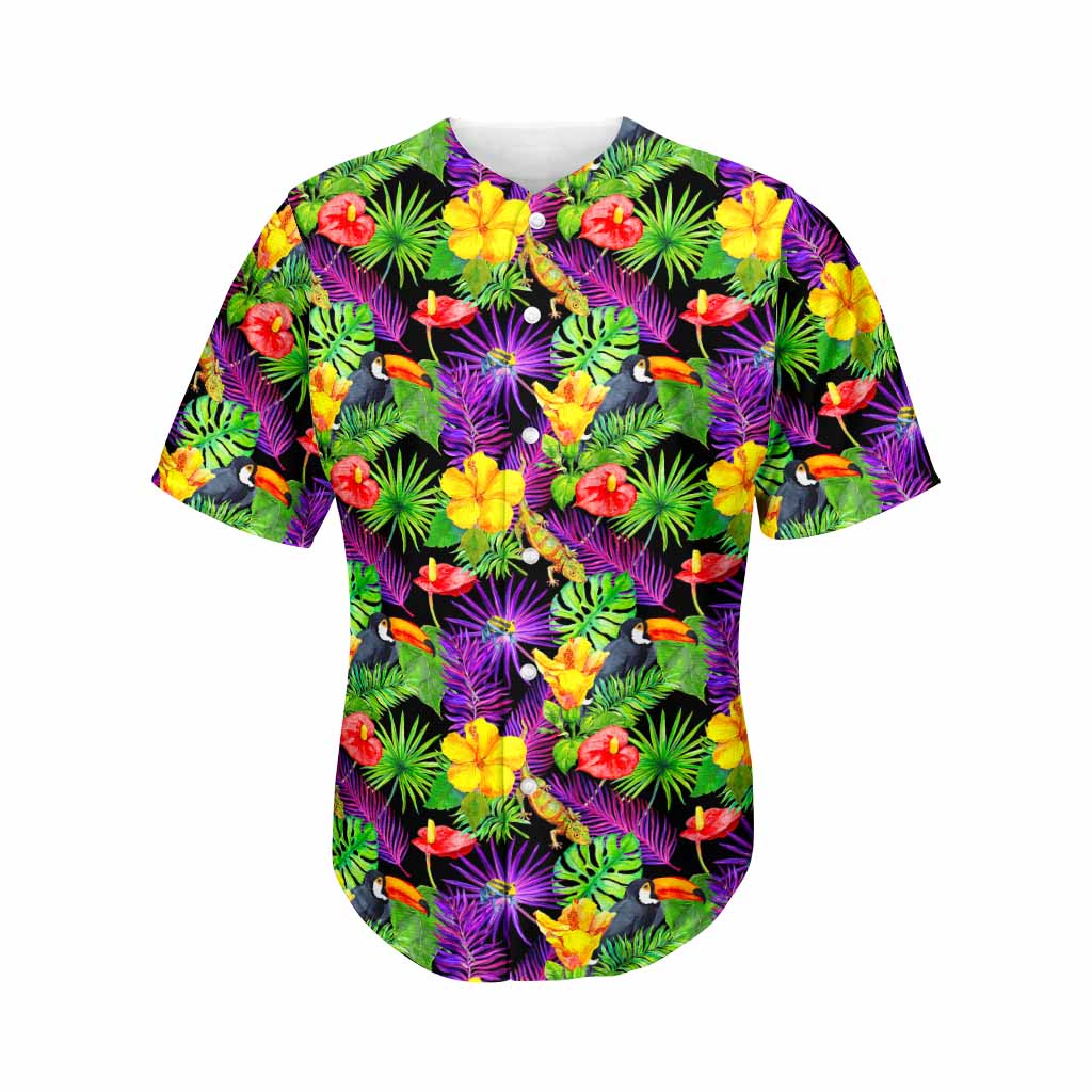 Dark Hawaii Tropical Pattern Print Baseball Jersey Ha65860