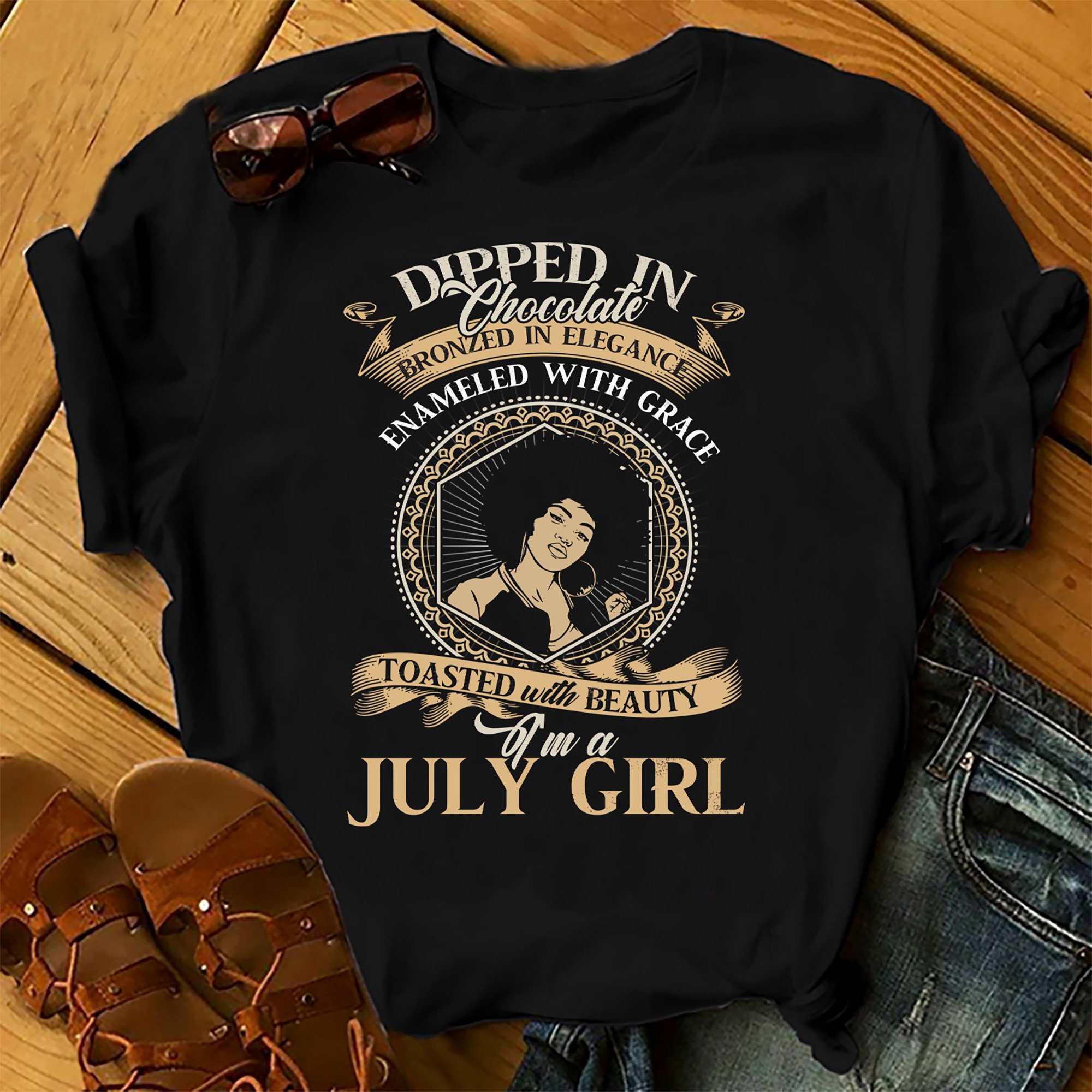 Personalised Custom Birthday Month T-shirt July Birthday Toasted With Beauty Shirts Women Birthday T Shirts, Summer Tops, Beach T Shirts