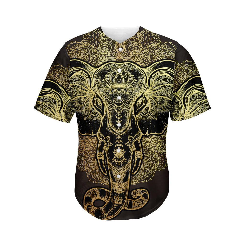 Golden Spiritual Elephant Print Men’S Baseball Jersey 3D Print