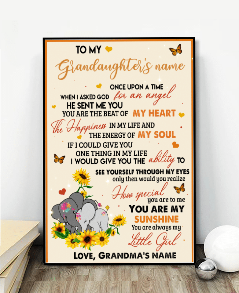 Gift For Your Granddaughter Elephant Personalize Poster Ko