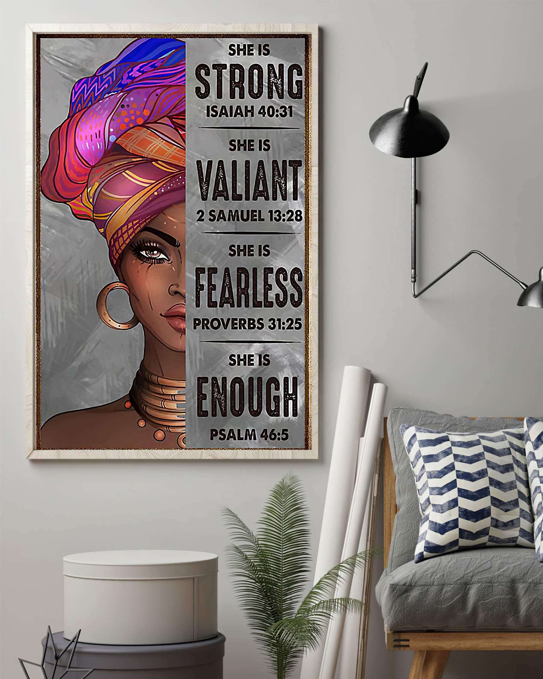 Skitongifts Poster No Frame, African American Black Women Strong Enough, Wall Art Decor