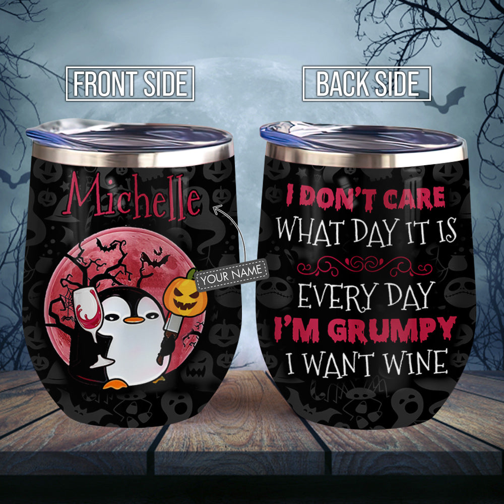 Grumpy Penguin Need Wine Personalized Ablz1409003Z Wine Tumbler