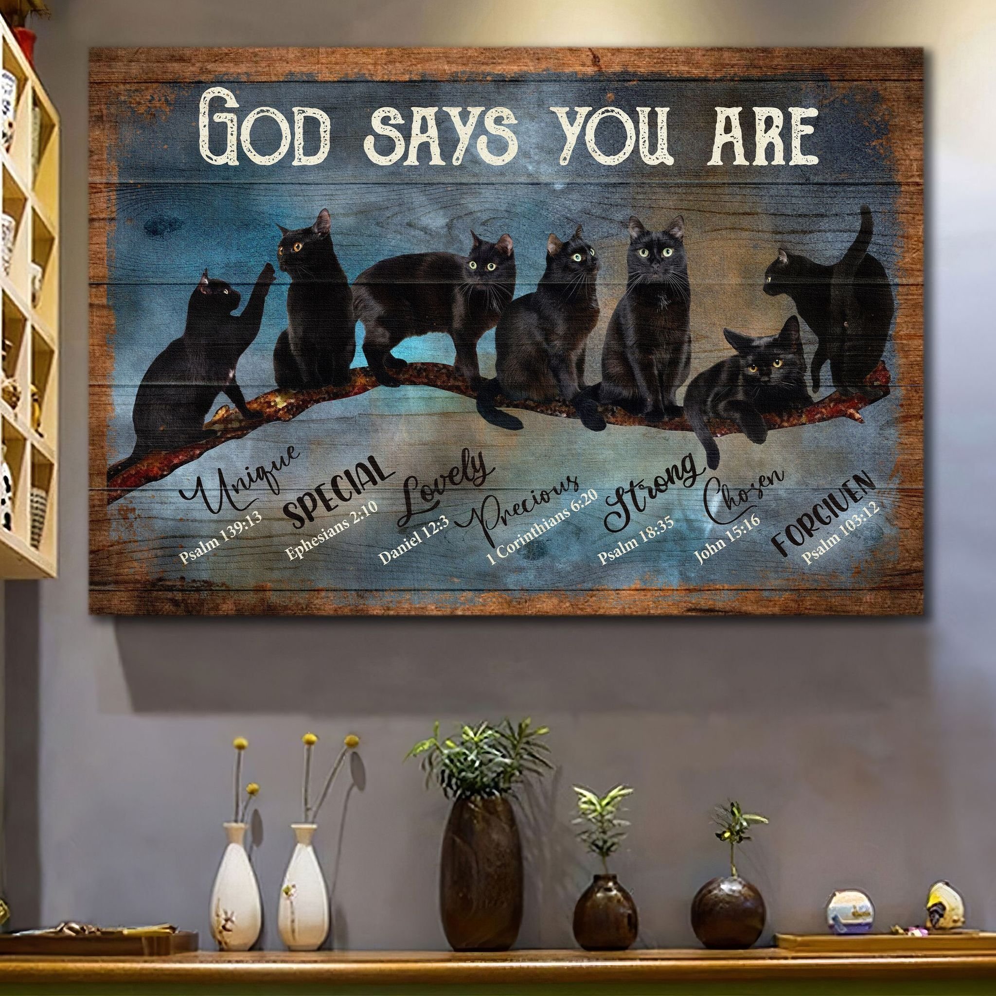 Black cat God Says You Are Canvas Wall Art Living Room Bedroom Canvas Home Decor