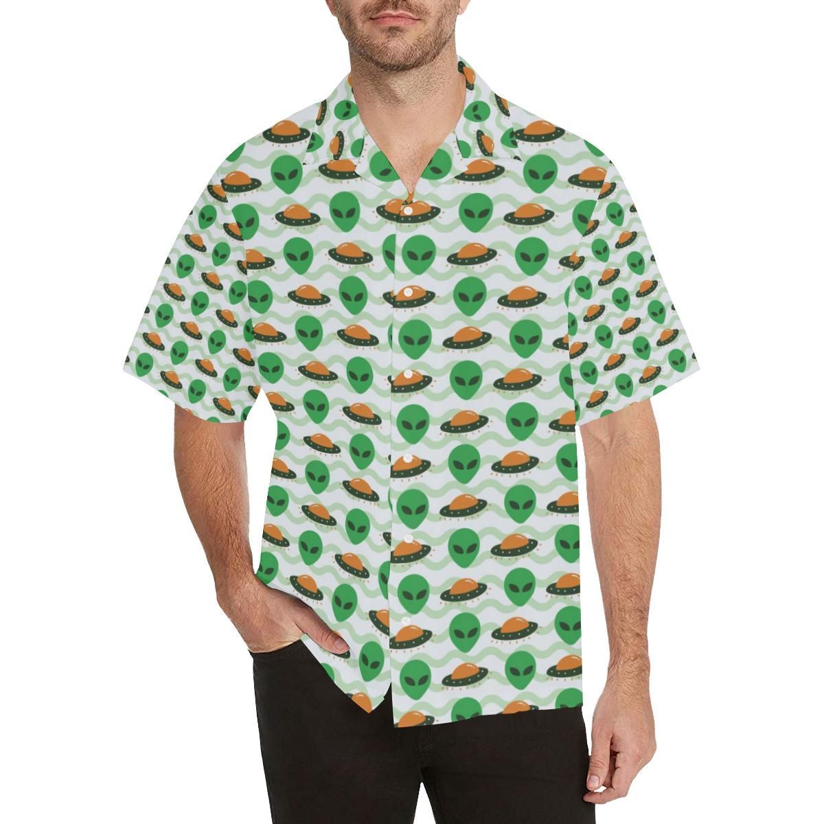 Alien Pattern Print Design 02 Mens All Over Print Hawaiian Shirt (Model T58)