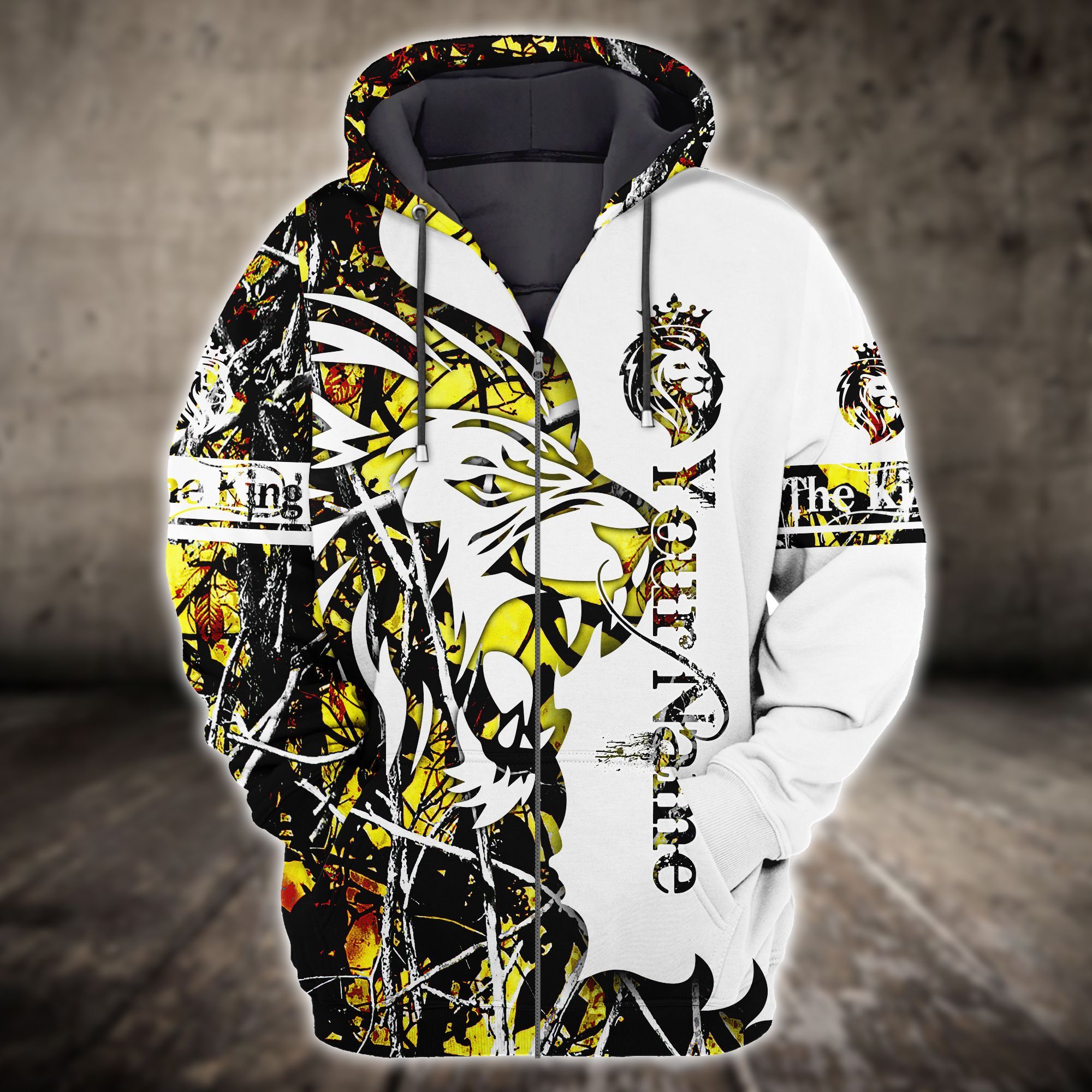 Yellow Lion Zip Hoodie Ultra Soft And Warm Customized 3D All Over Printed Unisex Shirts Plus Size S-5Xl