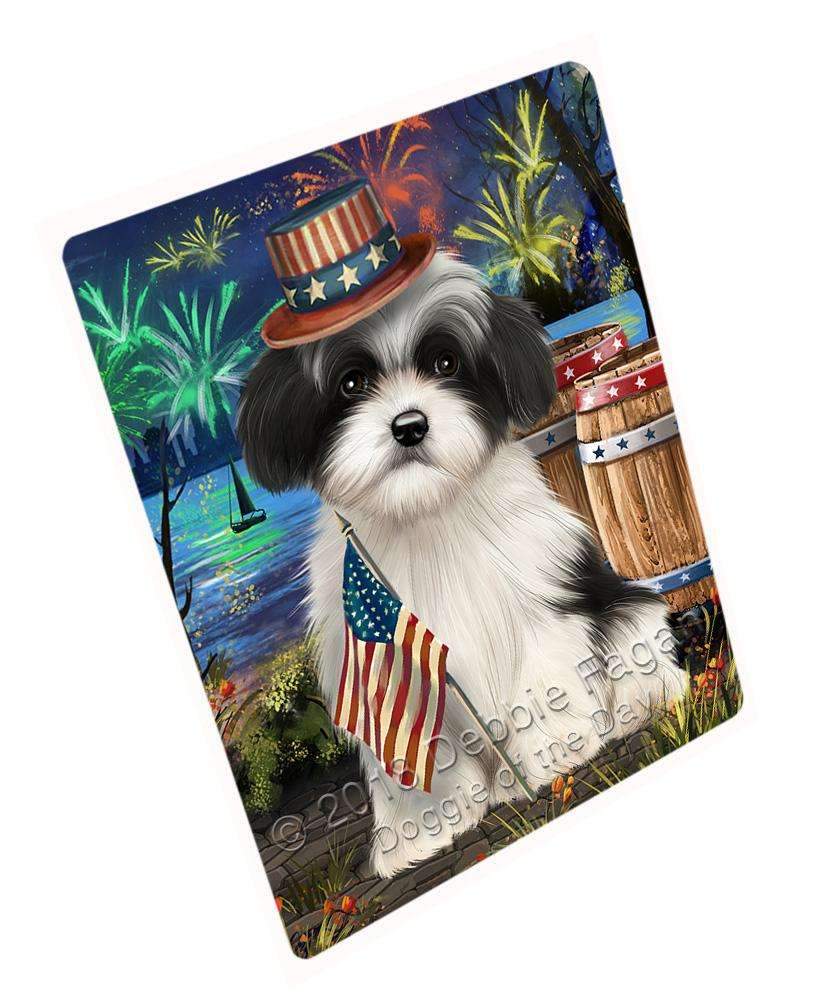 4Th Of July Independence Day Fireworks Havanese Dog At The Lake Blanket Blnkt76629