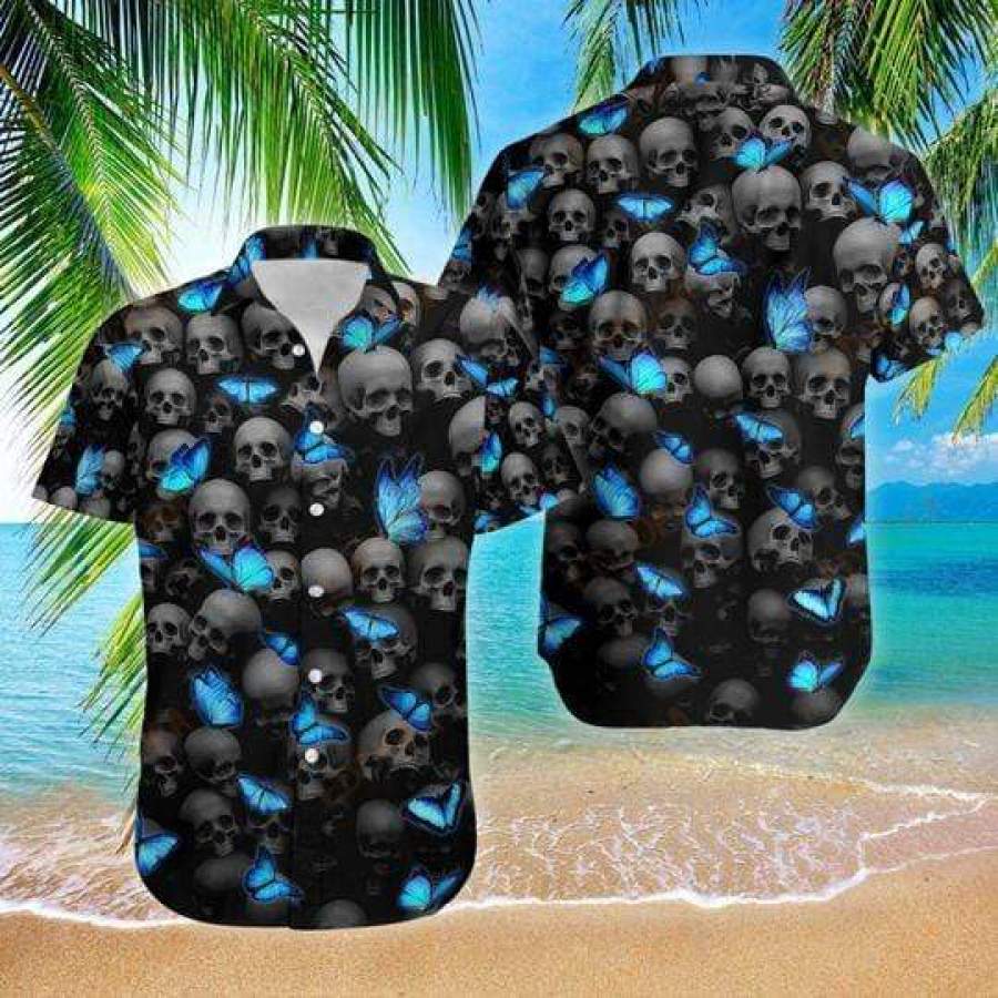 Skull Butterfly Hawaii Aloha Shirts Ha69439