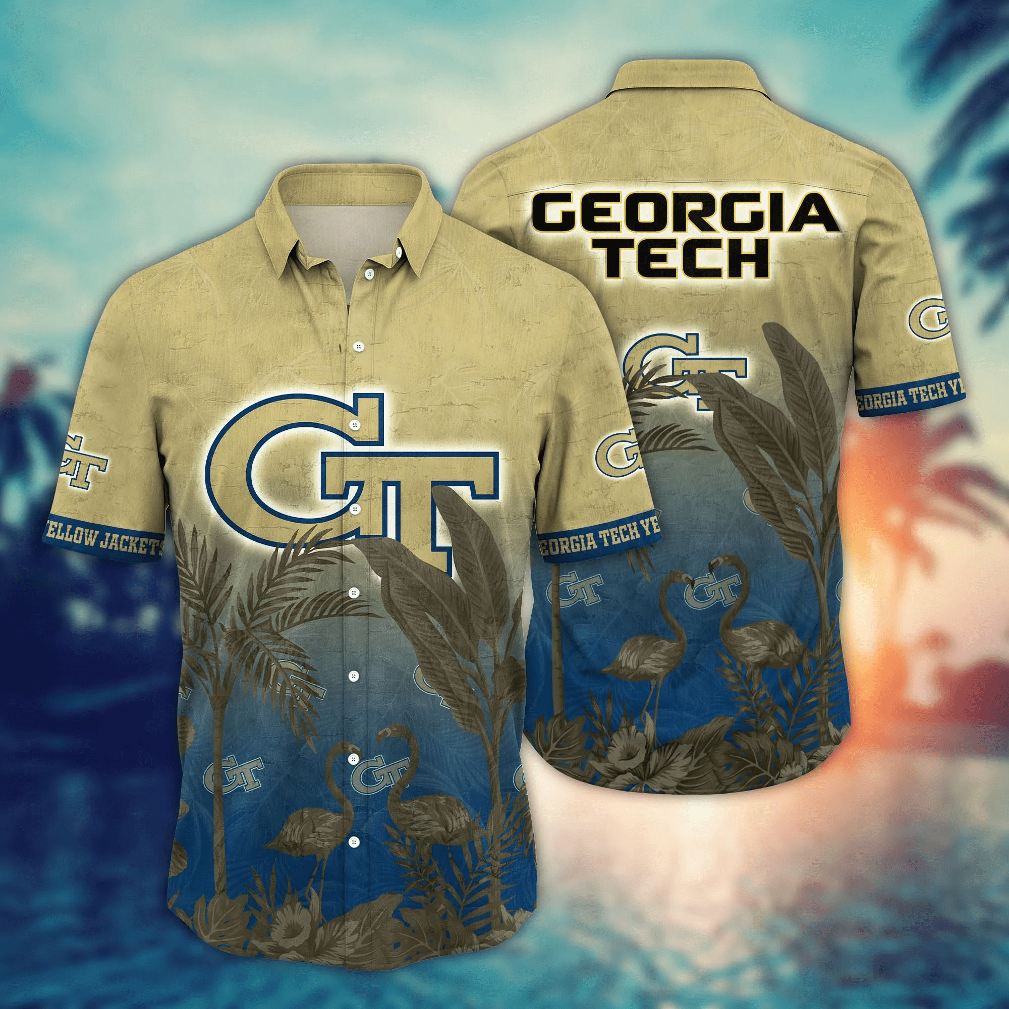 Georgia Tech Yellow Jackets NCAA Hawaiian Shirt Shortstime Ball Game Shirts