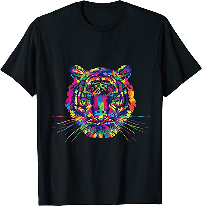 Tie Dye Tiger Tie Dyed Animal Whiskers T Shirt