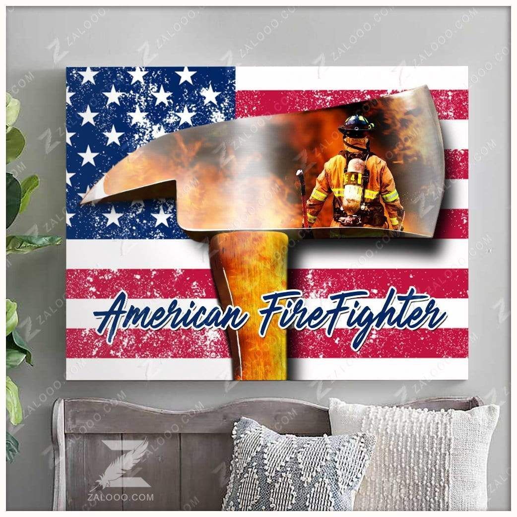 Canvas – Firefighter – American Firefighter Axe Gift For Family, Wall Art Decor, Canvas Print, Home Decor