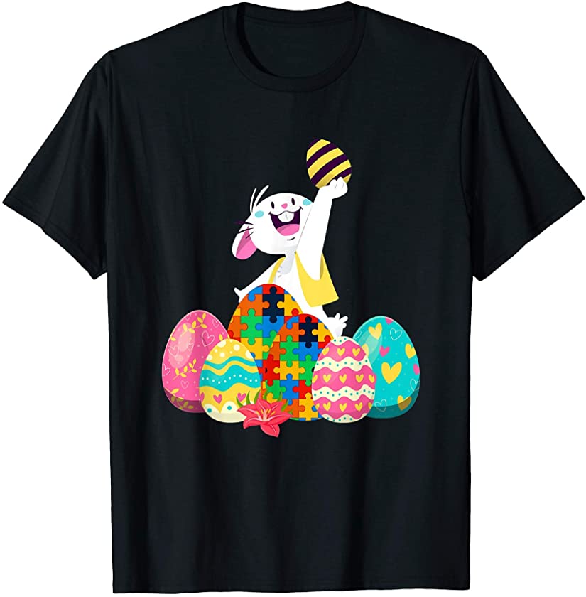 Autism Awareness Puzzle Easter Bunny Eggs Funny T-Shirt