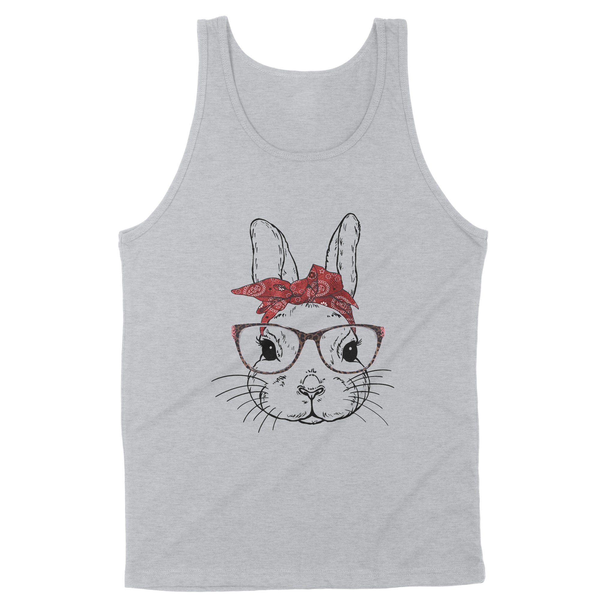 Dng Fashion ‘S Cute Bunny Face Shirt Leopard Print Glasses Easter Gift – Standard Tank