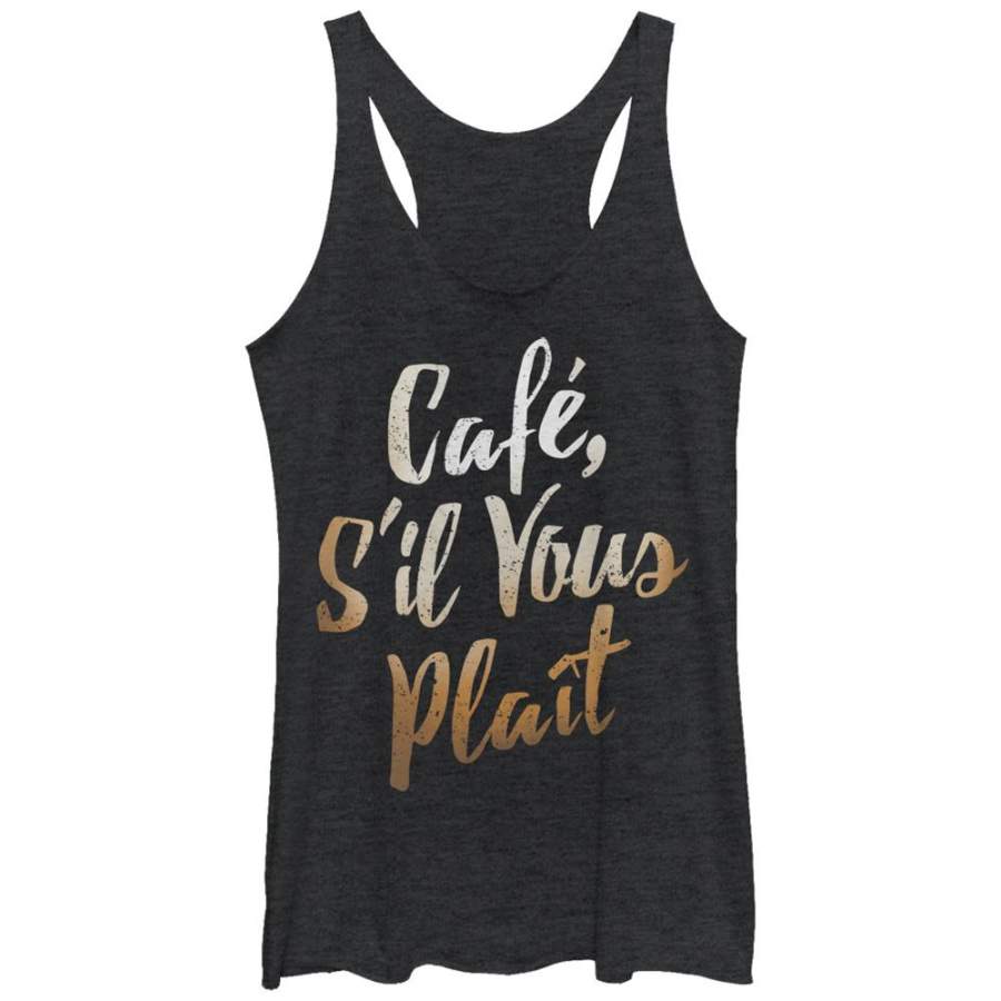 CHIN UP Women’s Cafe S’il Vous Plait  Racerback Tank Black Heather