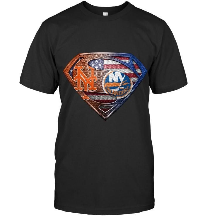 New York Mets And New York Islanders Superman American Flag Layer Shirt T Shirt Hoodie,  Hoodie Sweater