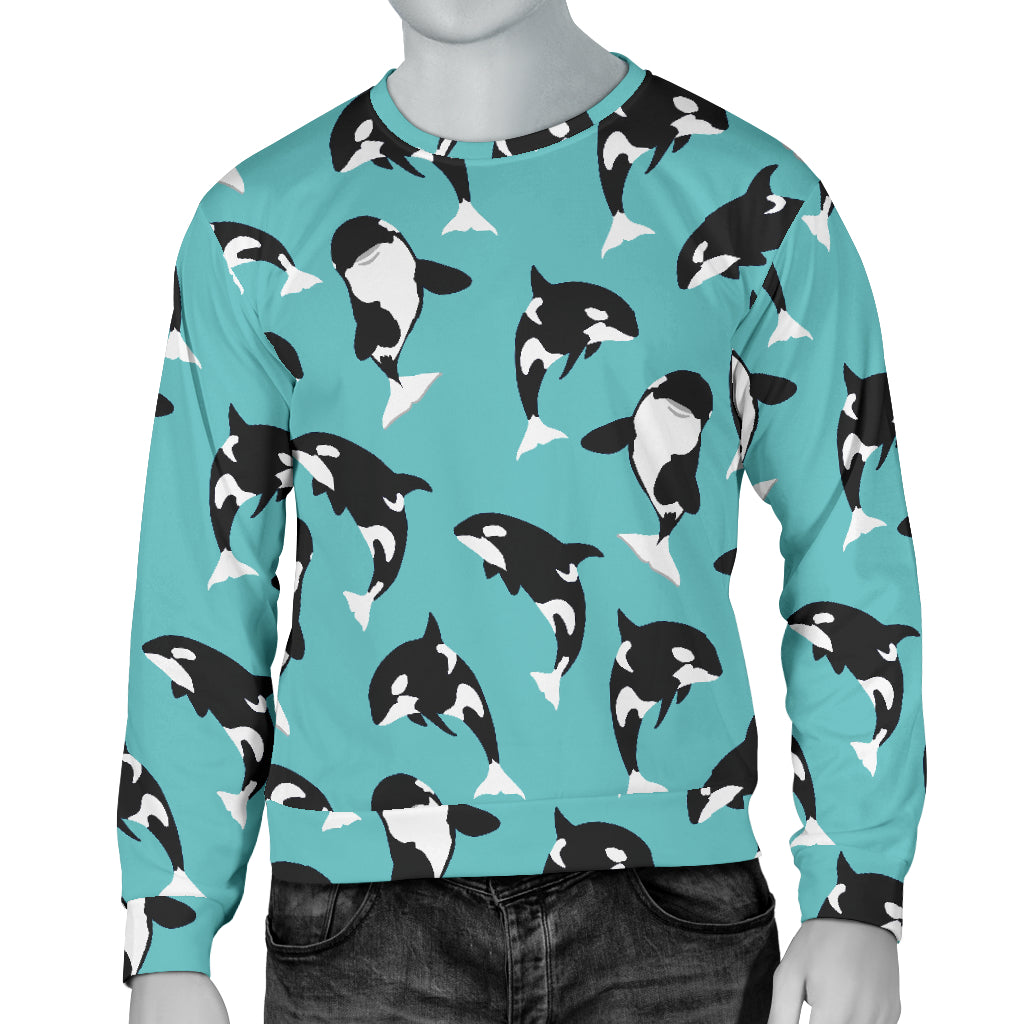 Whale Action Design Themed Print Men Long Sleeve Sweatshirt