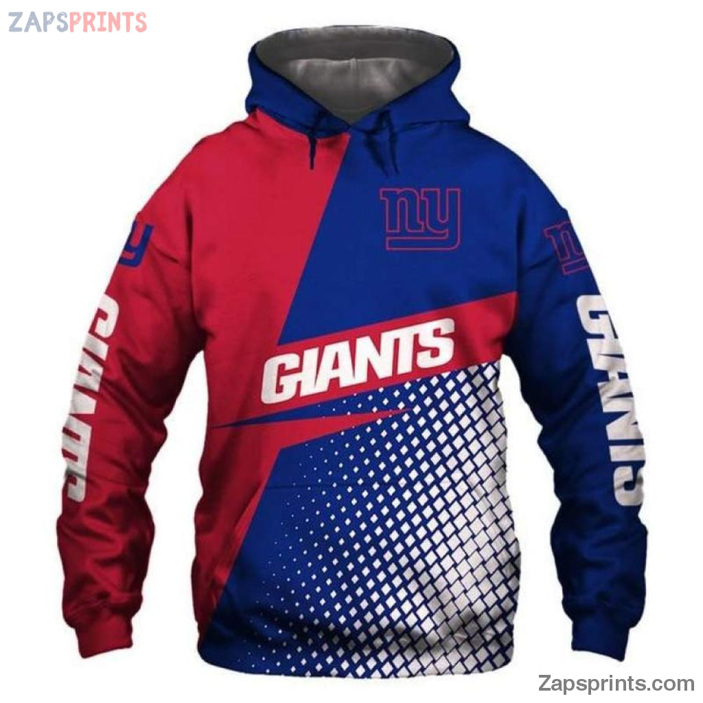 New York Giants Grid Pattern 3D Hoodie Gift For Fan Football Lovers