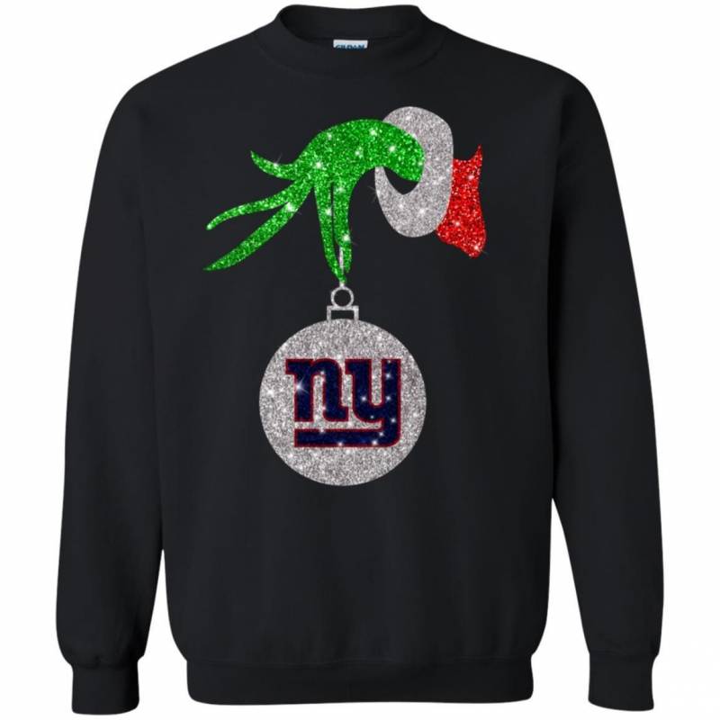 New York Giants Glitter Grinch Monogram Ornament Christmas Gift Sweatshirt