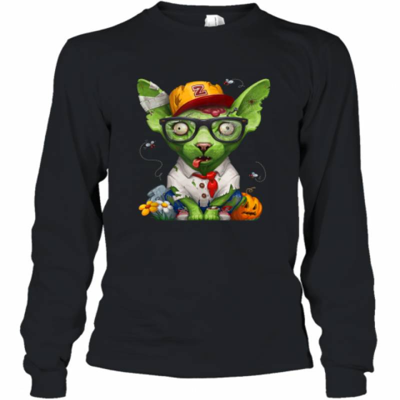 Zombie Sphynx Cat Halloween shirt Long Sleeve T-Shirt