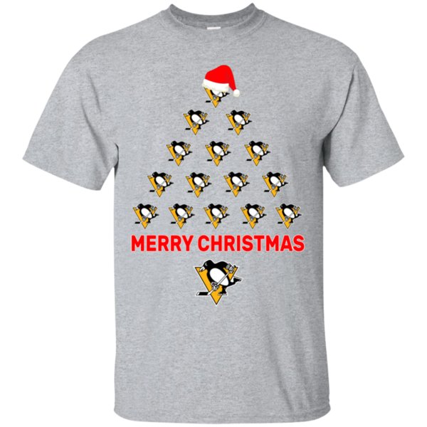 Christmas Tree Shirt For Pittsburgh Penguins Fans Cotton T-Shirt