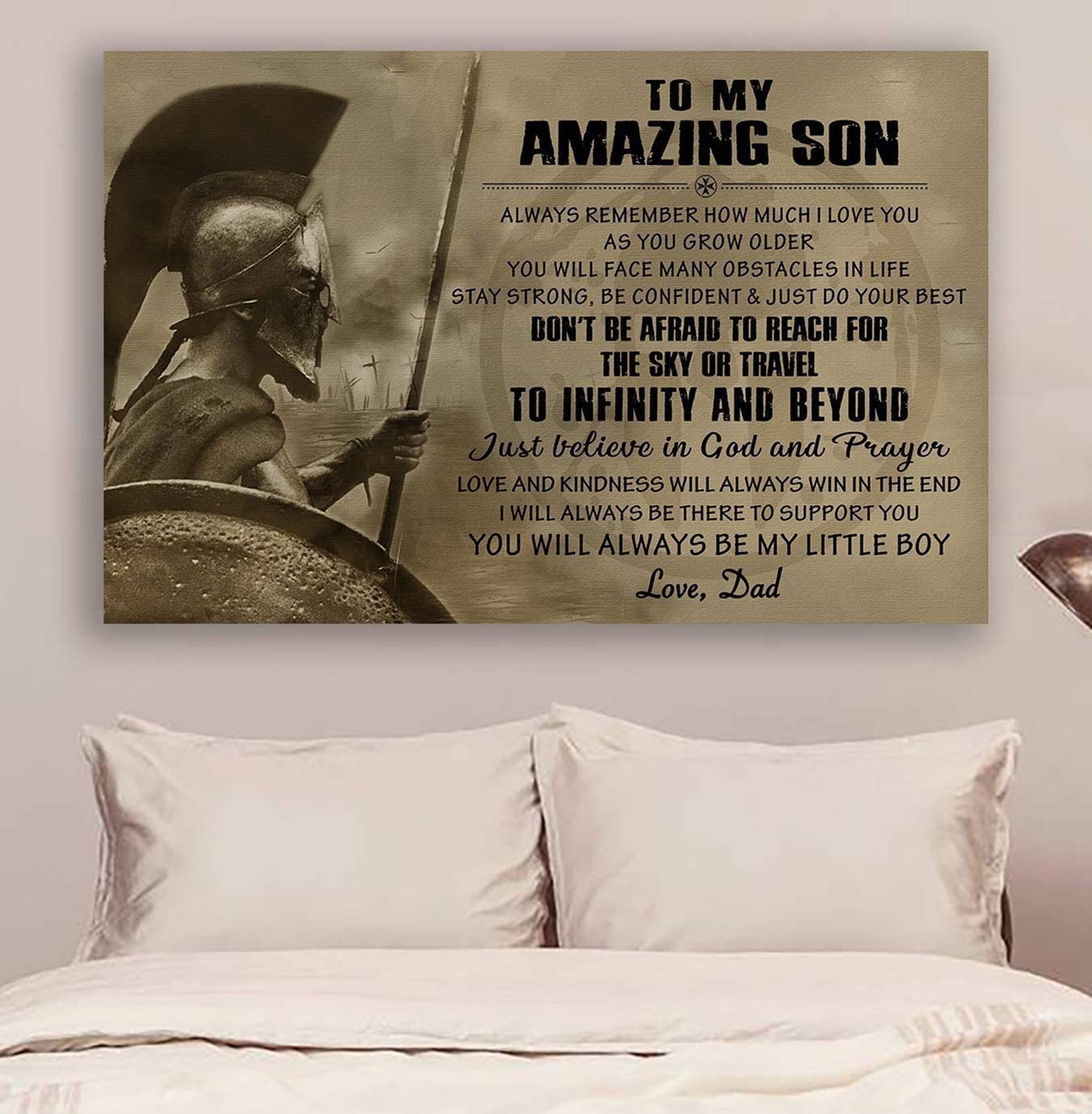 Poster for Room Aesthetic -Command Strips Wall Decor – Cv1185 Lda Spartan Poster – Dad to Son – Always Remember