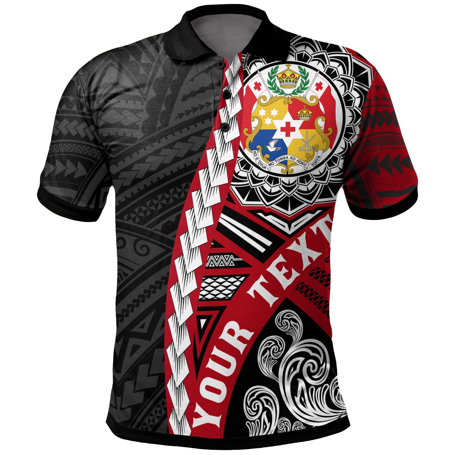 Tonga Polynesian Custom Personalised Polo Shirt – Wave Tattoo – BN12