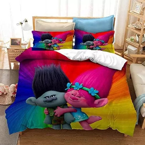 Trolls Poppy 3 Duvet Cover Pillowcase Home Decor 3D Bedding Set 6654