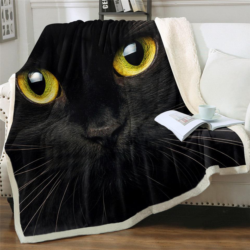 Black Cat Mugshot Blanket Gift For Black Cat Lover Friend Family Birthday Gift Home Decor Bedding Couch Sofa Soft And Comfy Cozy