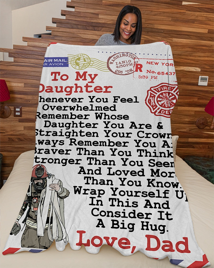 To My Daughter Firefighter’S Daughter Premium Fleece Blanket Gift For Daughter From Dad To Daughter Home Decor Bedding Couch Sofa Soft And Comfy Cozy