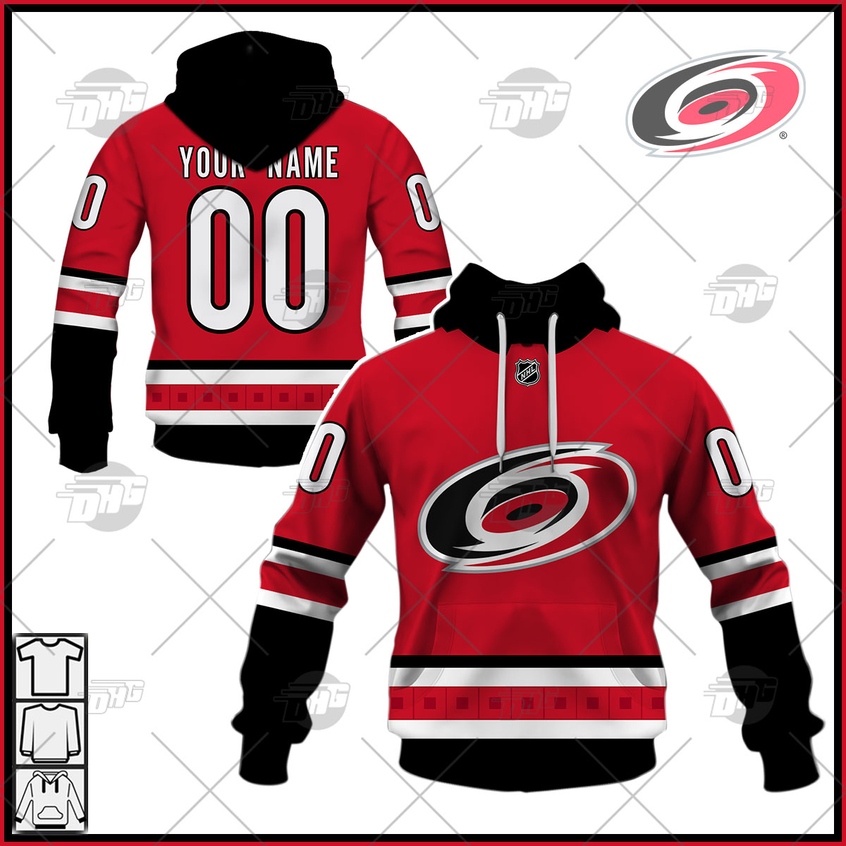 Personalized Mens Carolina Hurricanes 2022 Red Jersey Personalize Hoodie