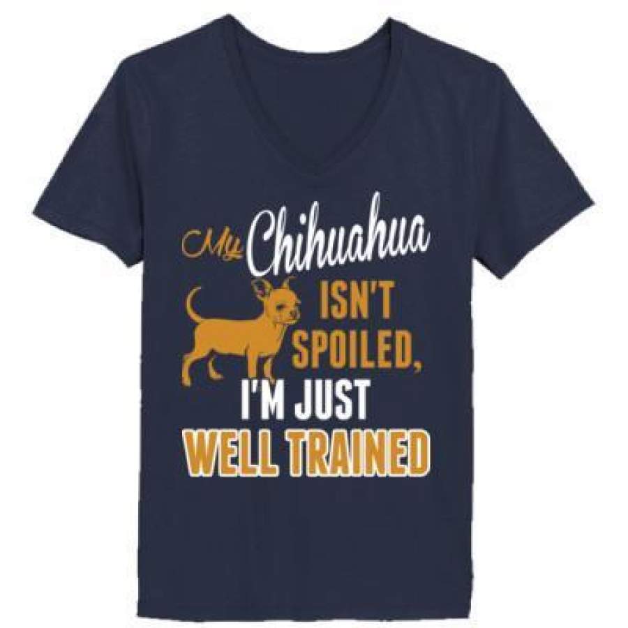 AGR My Chihuahua Isnt Spoiled Im Just Well Trained – Ladies’ V-Neck T-Shirt