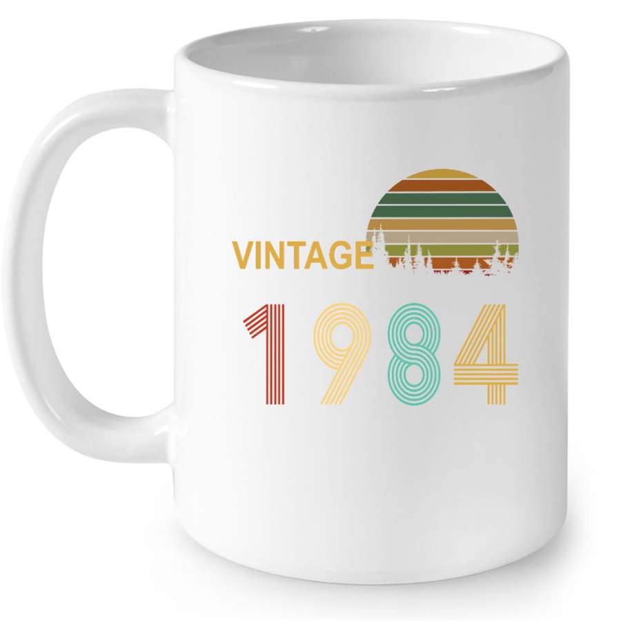 Vintage 1984, Birthday Gift, Retro Classic – Full-Wrap Coffee White Mug