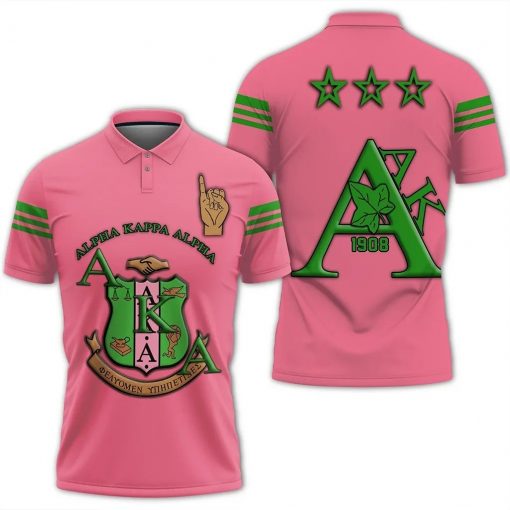 Alpha Kappa Alpha Aka 1908 Three Stars Polo Shirt