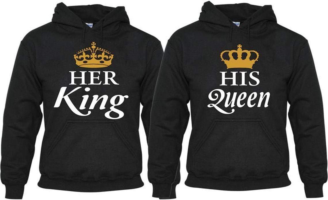 Her King And His Queen Couple Love Black Hoodie T-shirt