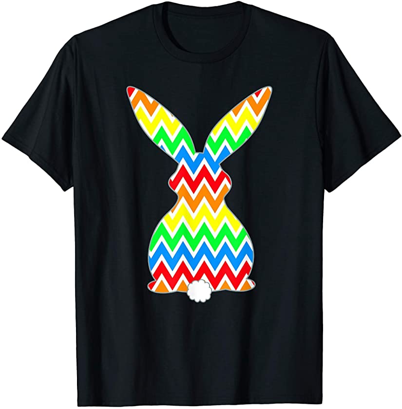 Colorful Chevrons Striped Zig Zag Pattern Printed Cute Bunny T-Shirt