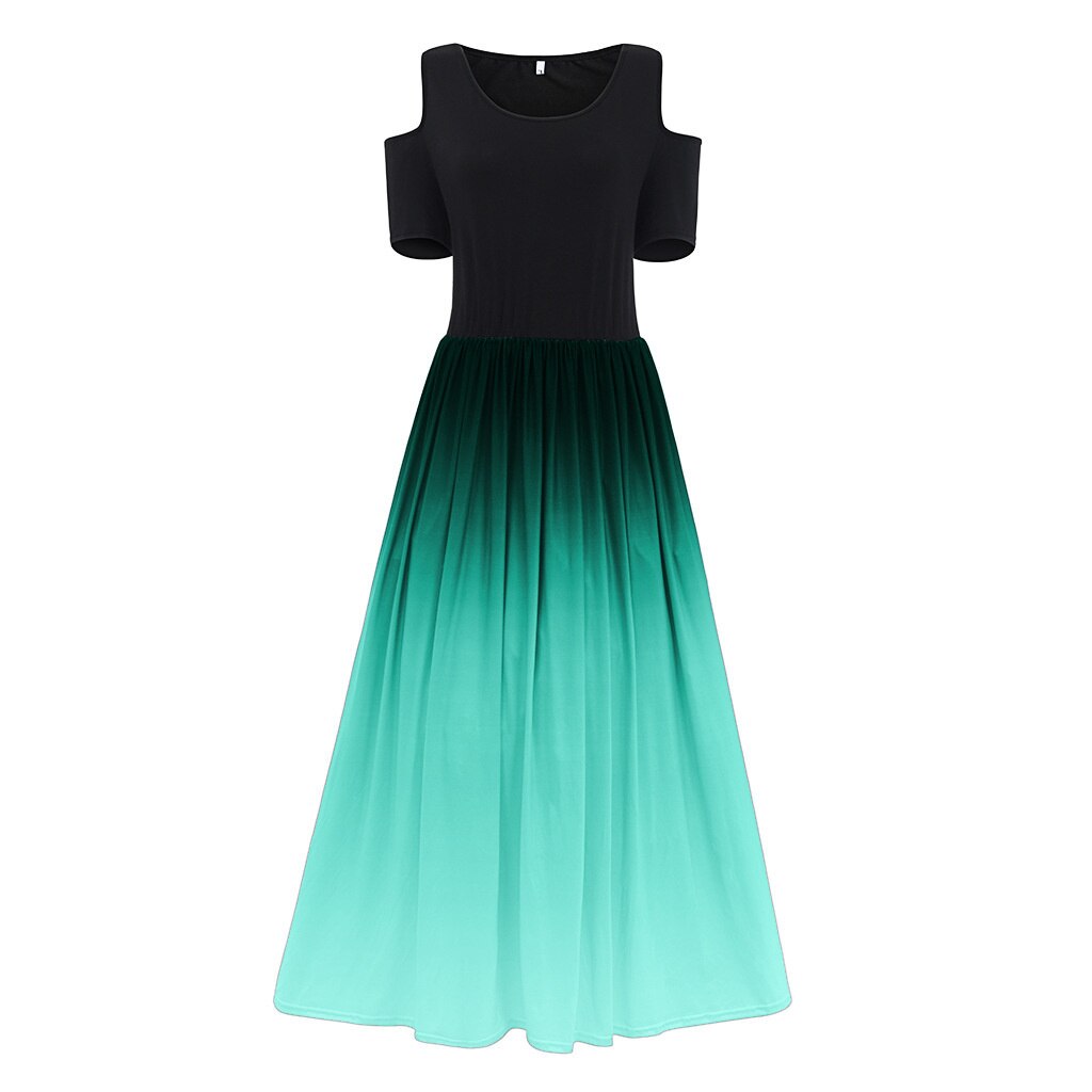 Women’s Dress Party Dresses Crew Neck Elegant Long Skirt Off The Shoulder Gradient Flower Skirt Women Clothes Evening Dresses alx