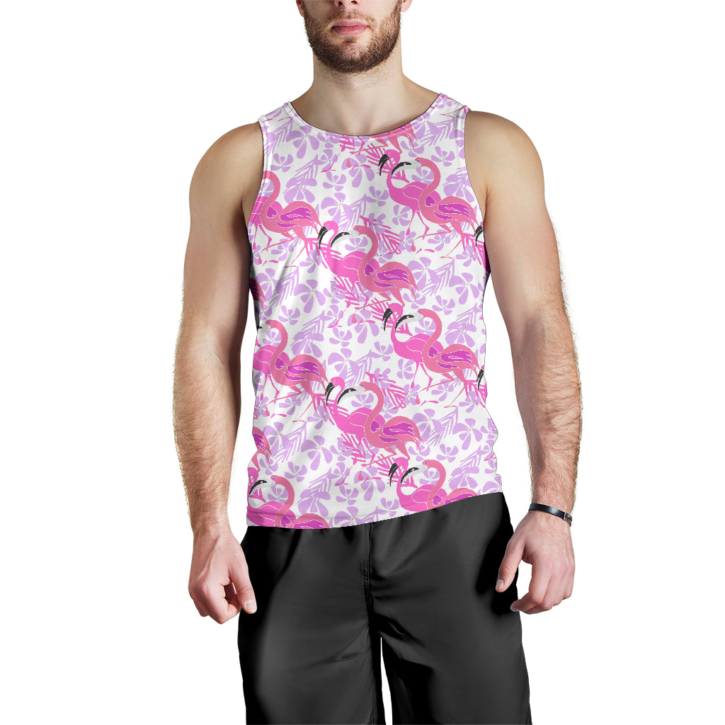 Pink Flamingo Flower Pattern Men Tank Top