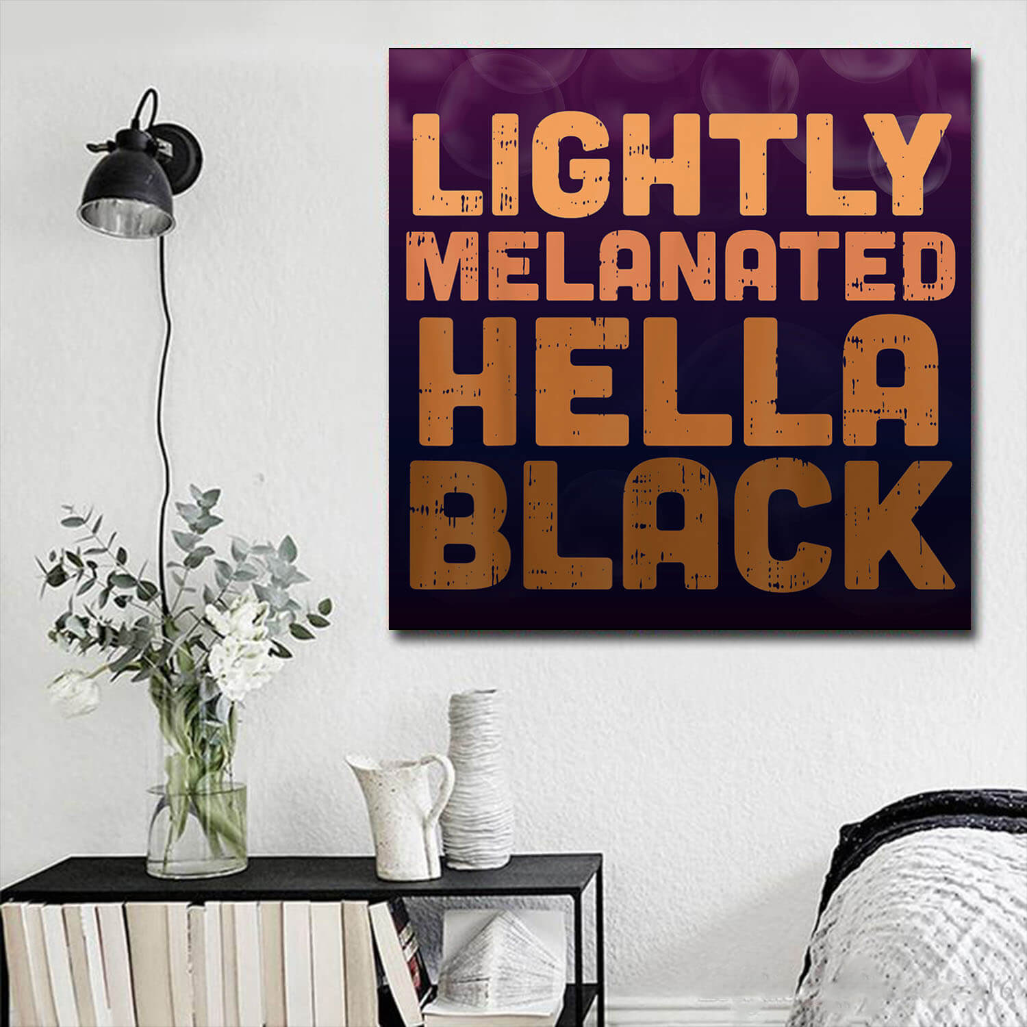 African American Canvas Art Lightly Melanated Hella Black Afro Pride Afrocentric Living Room Decor WBG5708